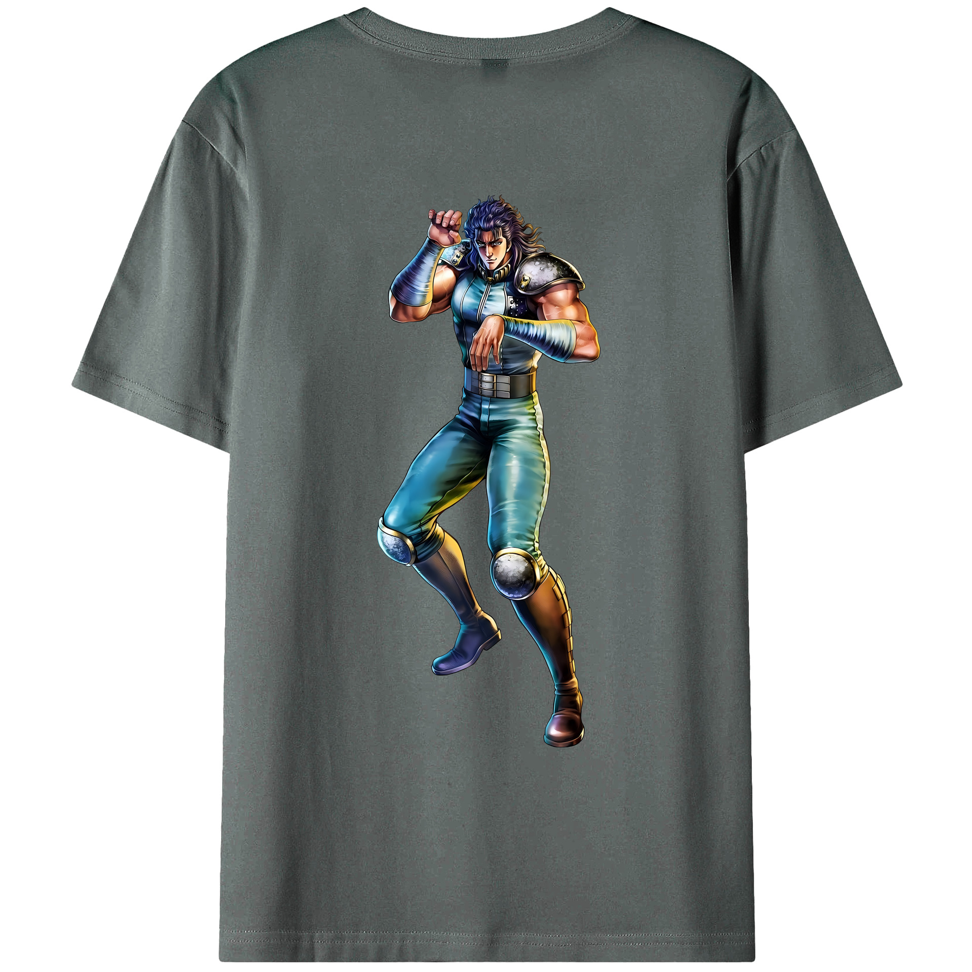 （画像用） 北斗の拳 Fist of the North Star 綿100％ メンズ半袖Tシャツ（バックプリント） 通気性
